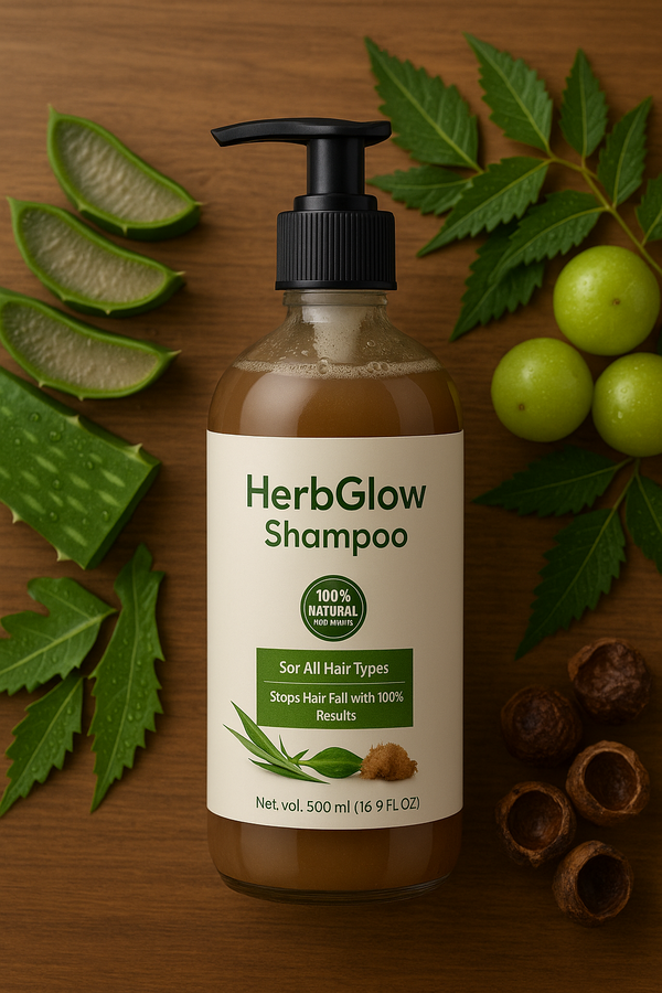 HerbGlow Herbal Shampoo - Anti Hair Fall | 100% Natural | For All Hair Types | Natural Herbal Shampoo for Hair Growth | Organic Herbal Shampoo | Anti Hair Fall Shampoo